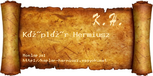 Káplár Hermiusz névjegykártya